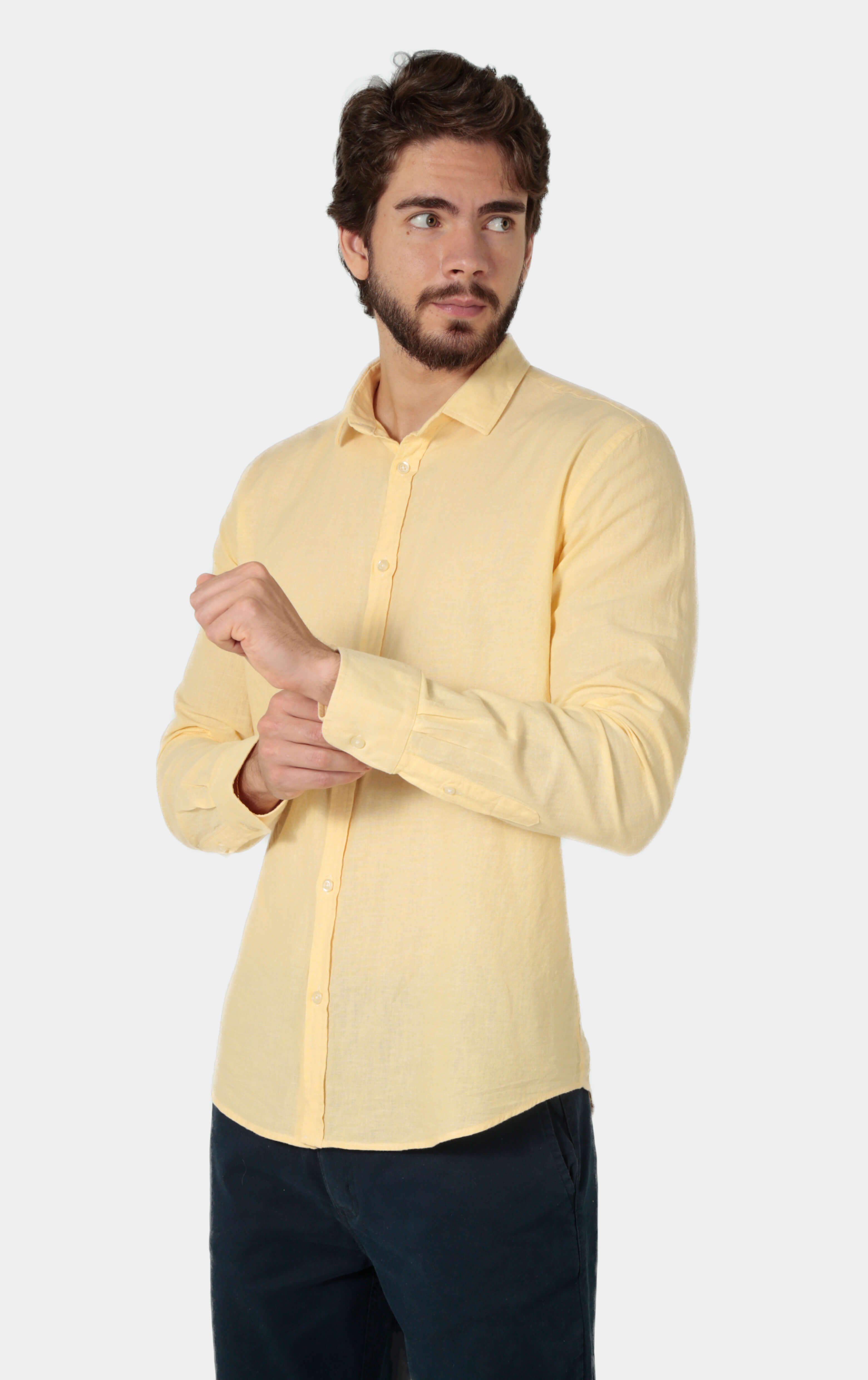 Camisa ML Linho Slim Tech