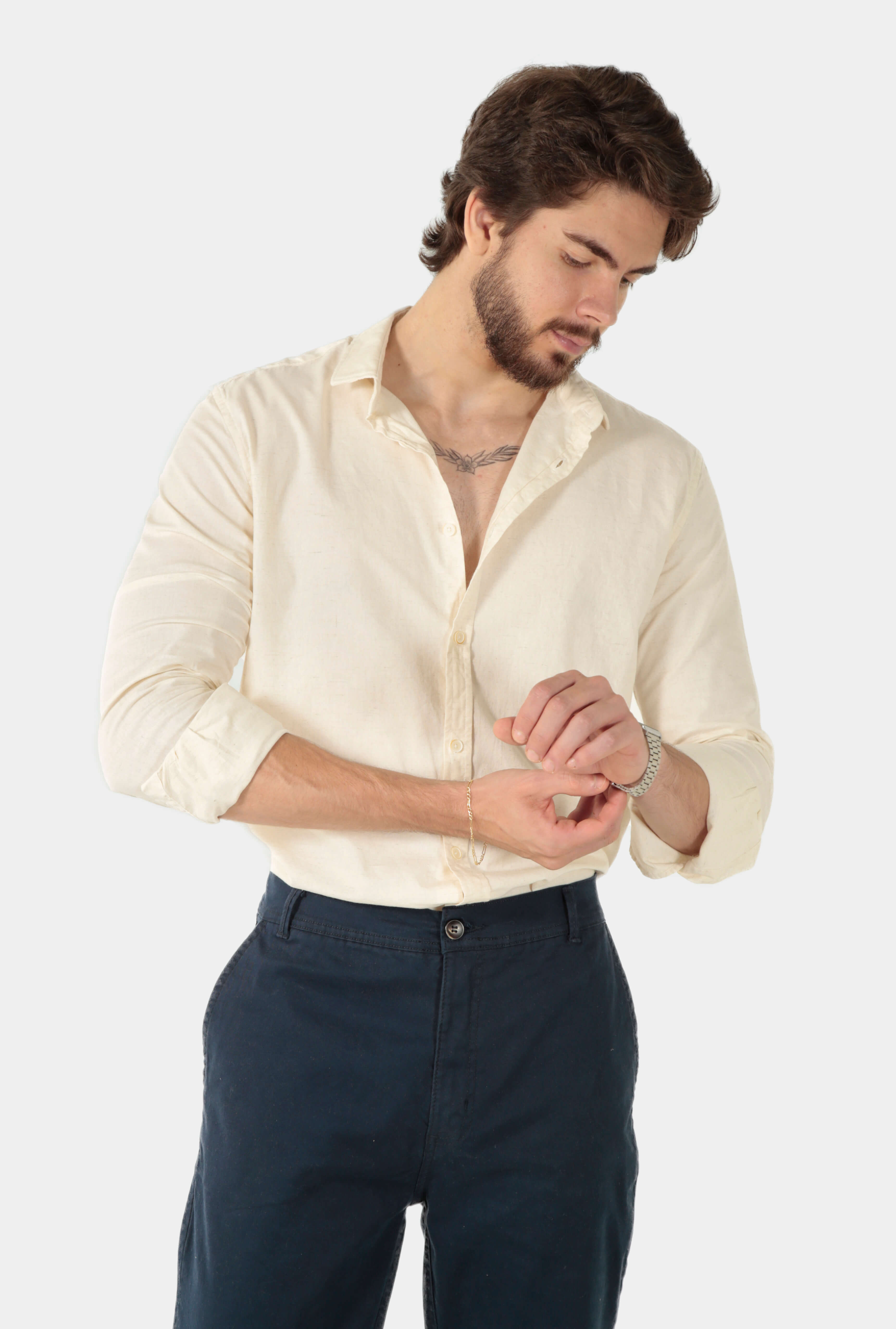 Camisa ML Linho Slim Tech